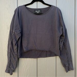 Kill City Cropped Top Long Sleeve Dystopian Style Gothic Grunge Shirt Size Large